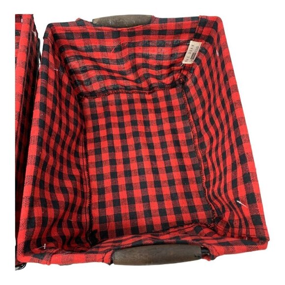 Rae Dunn Christmas Holiday Basket Set Home Gift Caddy Snacks Organize Red Check - Picture 4 of 10